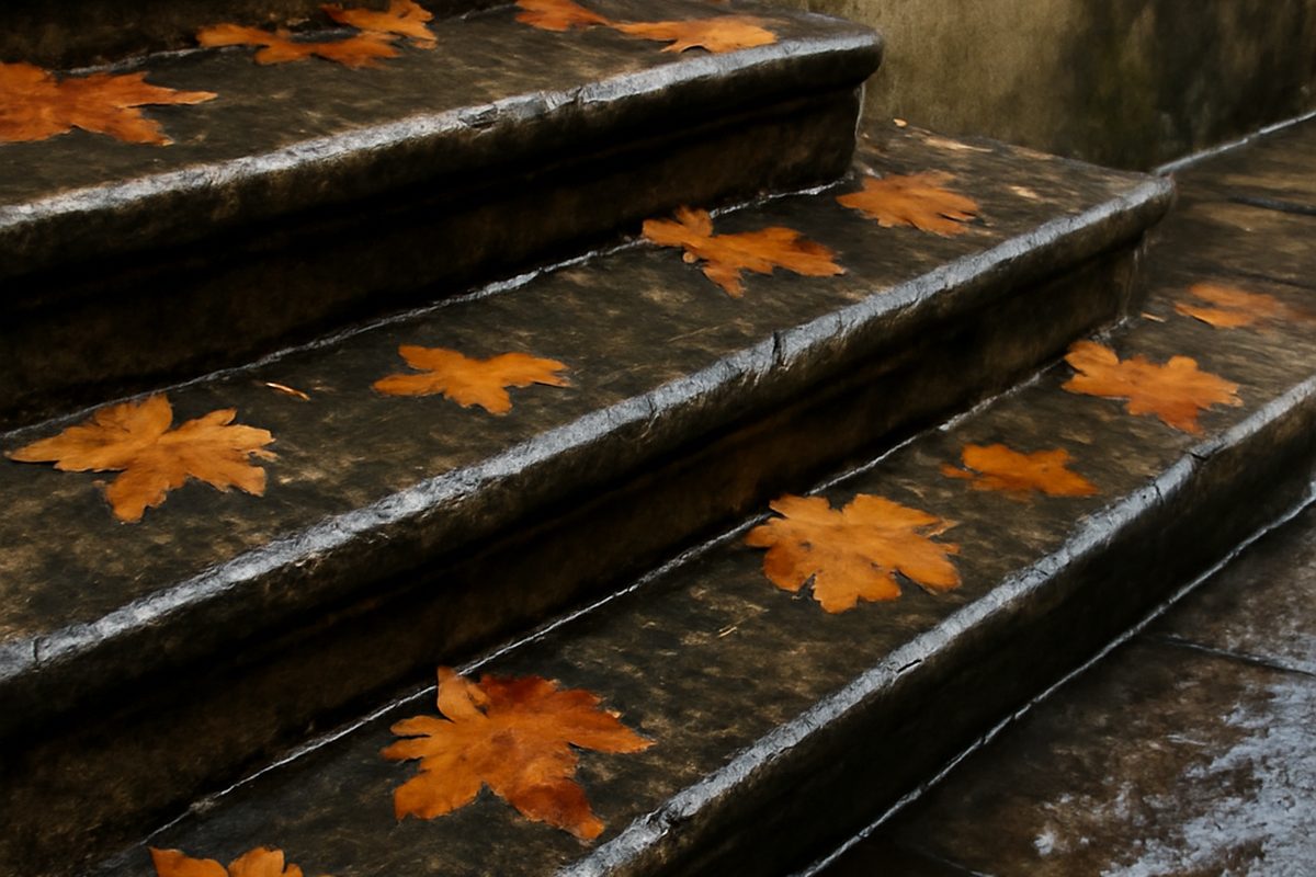 Perron pluie feuilles